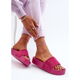 Damen-Slides aus Wildleder auf der Plattform Big Star NN274A672 Fuchsia rosa 9