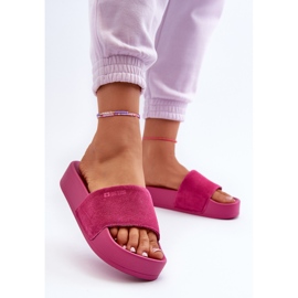 Damen-Slides aus Wildleder auf der Plattform Big Star NN274A672 Fuchsia rosa 4