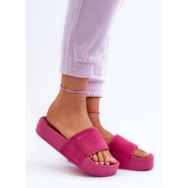 Damen-Slides aus Wildleder auf der Plattform Big Star NN274A672 Fuchsia rosa 3