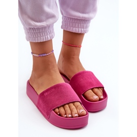 Damen-Slides aus Wildleder auf der Plattform Big Star NN274A672 Fuchsia rosa 7