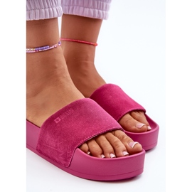 Damen-Slides aus Wildleder auf der Plattform Big Star NN274A672 Fuchsia rosa 1