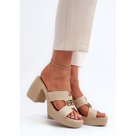 Zazoo 40419 Damen-Flip-Flops aus Leder mit Ausschnitten und Verzierung, Beige 2