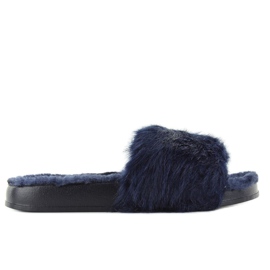 Pelzhausschuhe dd68 Blau marineblau 1