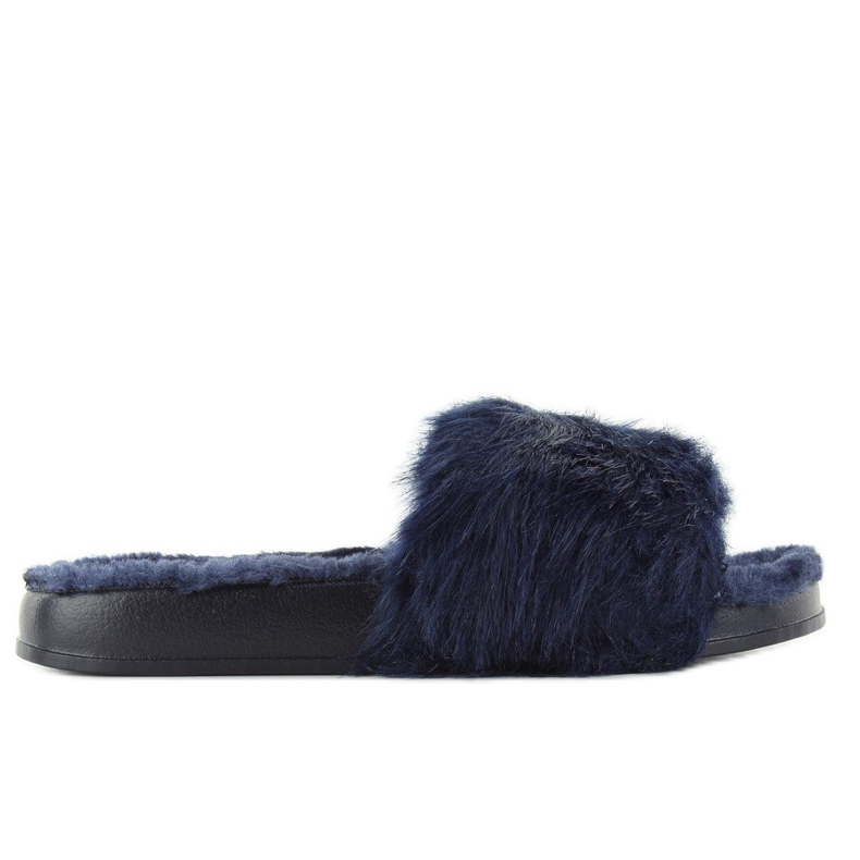 Pelzhausschuhe dd68 Blau marineblau 1