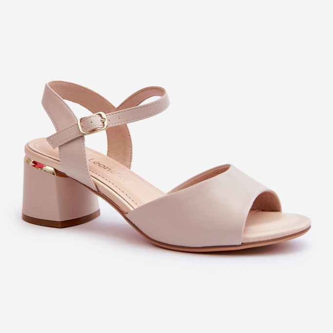 Damen-Sandalen mit niedrigem Absatz aus Öko-Leder Sergio Leone SK876 Hellgrau 1