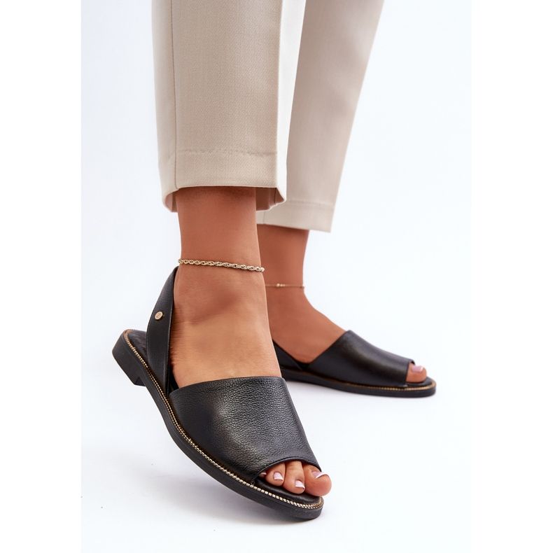 Zazoo Schwarze Lemar Alivia Slip-On-Sandalen aus Leder 2