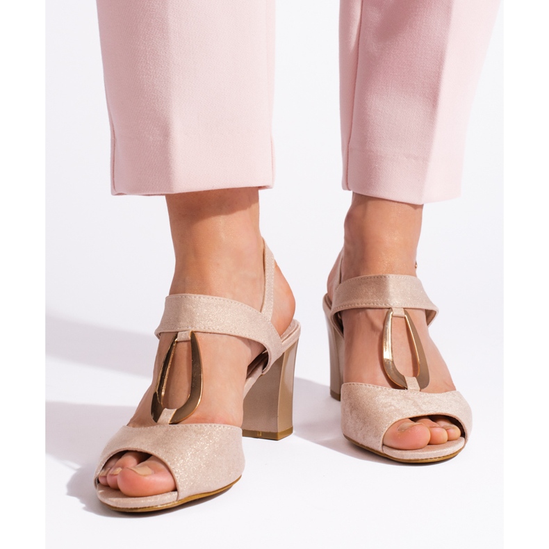 Goodin Goldene Damensandalen mit hohen Absätzen 1