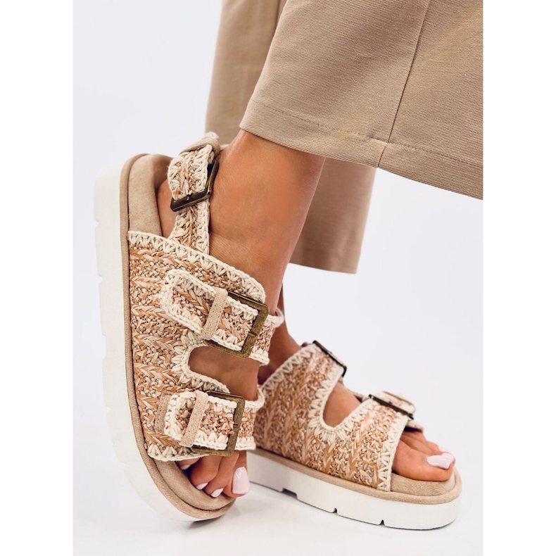 Badey Khaki-Plateausandalen beige 2