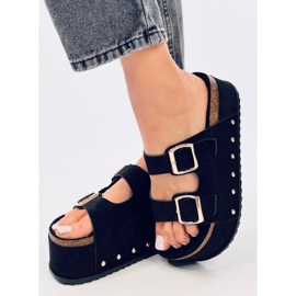 Schwarze Plateau-Flip-Flops aus Kork von Galzai 2