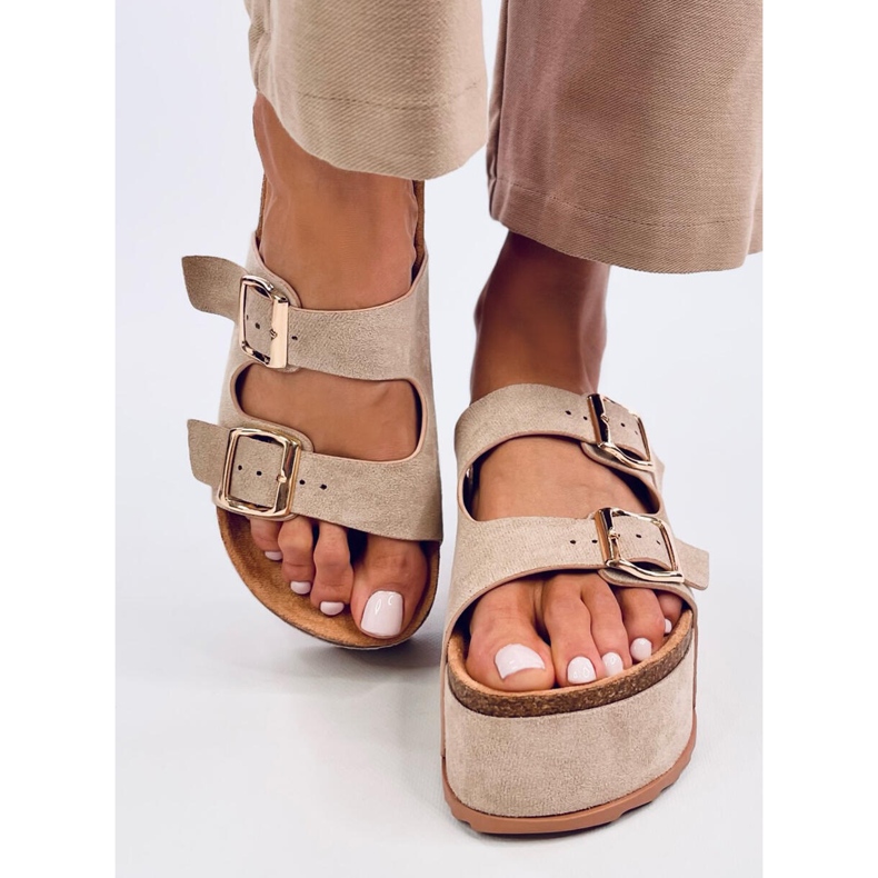 Galzai Khaki-Plateaupantoffeln aus Kork beige 1