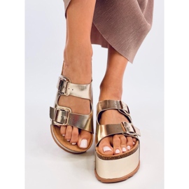 Galzai Gold Plateau-Flip-Flops aus Kork golden 1