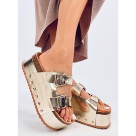 Galzai Gold Plateau-Flip-Flops aus Kork golden 2