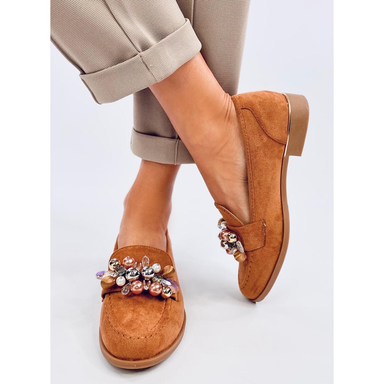 Anselme Kamel-Slipper mit Steinen braun 1