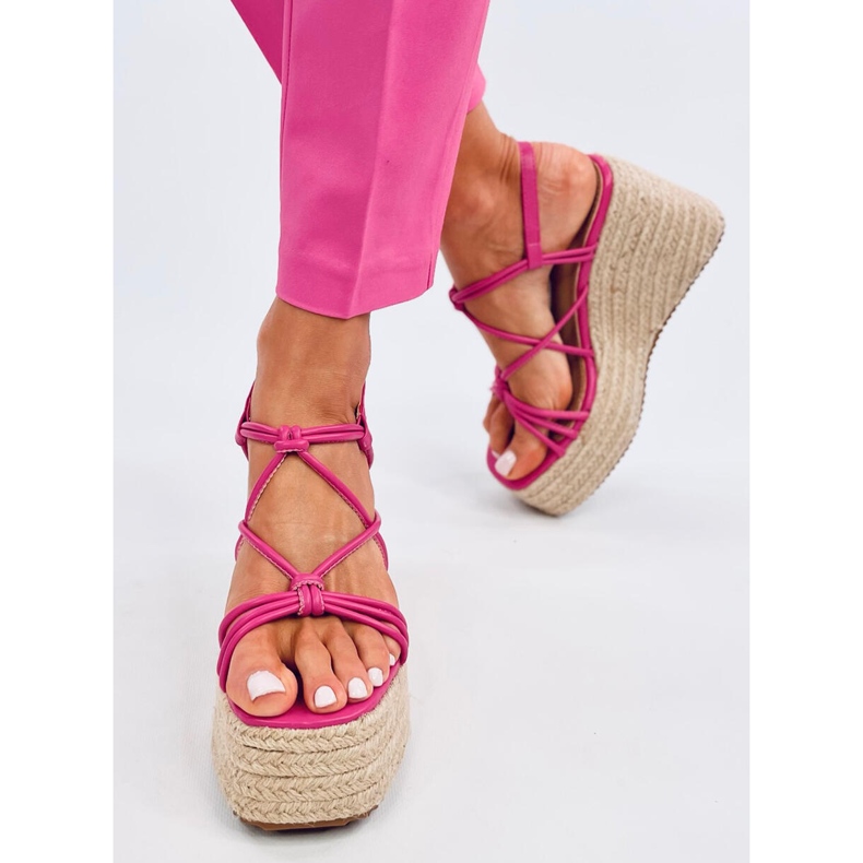 Fuchsiafarbene Espadrille-Sandalen mit Keilabsatz von Pascai rosa 1