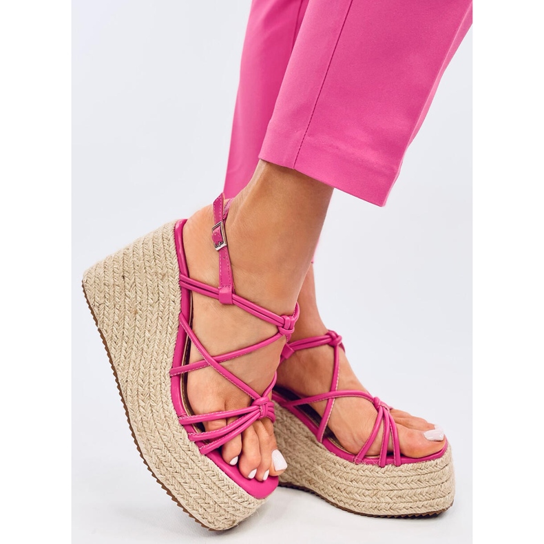 Fuchsiafarbene Espadrille-Sandalen mit Keilabsatz von Pascai rosa 2