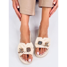 Brandis Beige goldene Teddybär-Flip-Flops 2