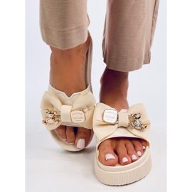 Brandis Beige goldene Teddybär-Flip-Flops 1