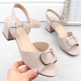 Elegante Damensandalen mit hohen Absätzen, beige Perle, Sergio Leone SK891 1