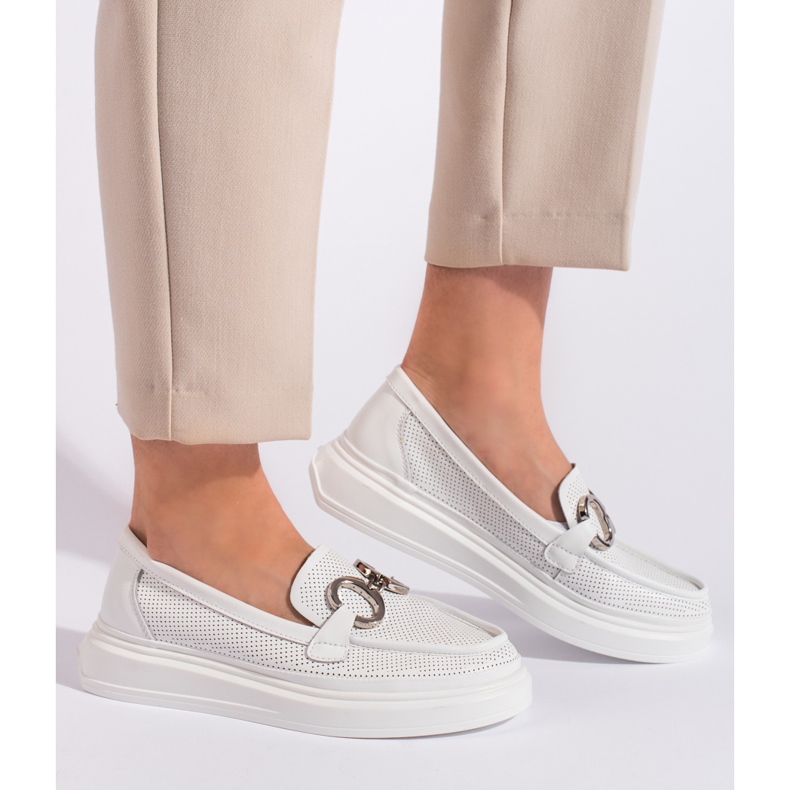 Goodin Weiße, durchbrochene Mokassins für Damen 1