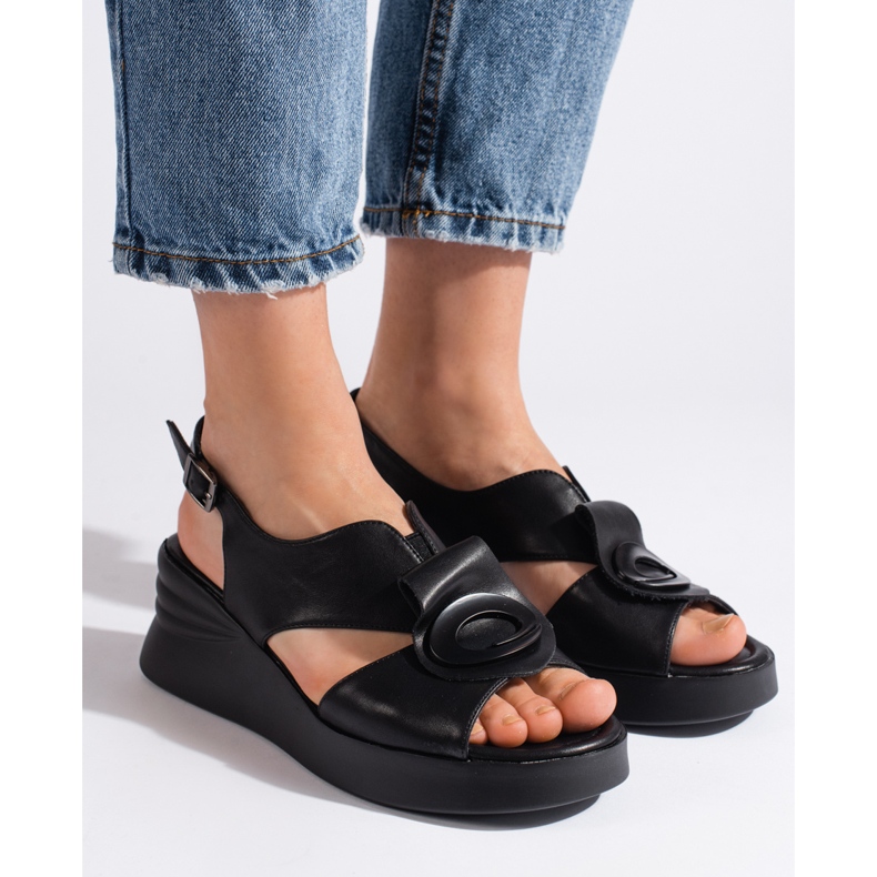 Goodin Bequeme schwarze Damensandalen 2