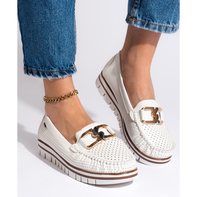 Goodin Durchbrochene weiße Slipper auf der Plattform 2