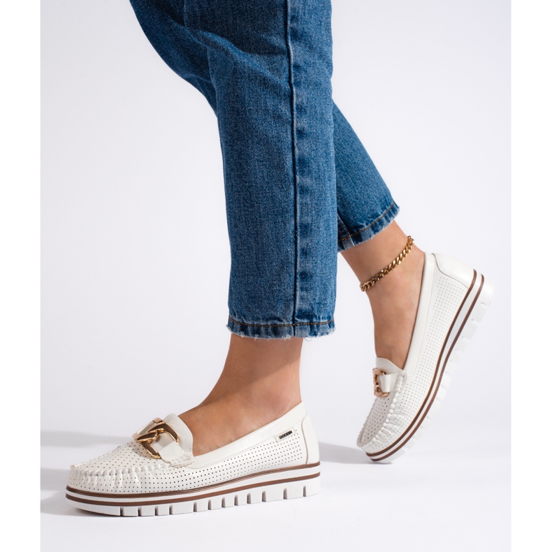 Goodin Durchbrochene weiße Slipper auf der Plattform 1