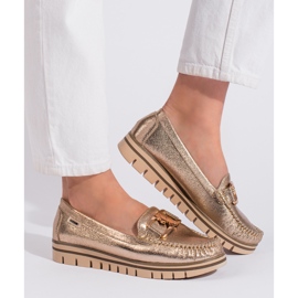 Goodin Goldene Plateau-Loafer für Damen 1