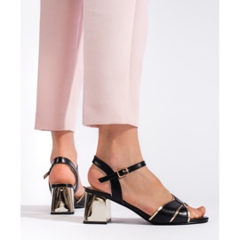 Goodin Schwarze und goldene Damensandalen mit hohen Absätzen 4