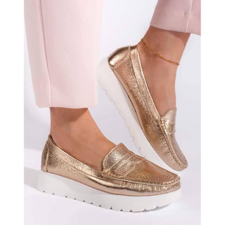 Goodin Durchbrochene goldene Damen-Slipper auf der Plattform 2