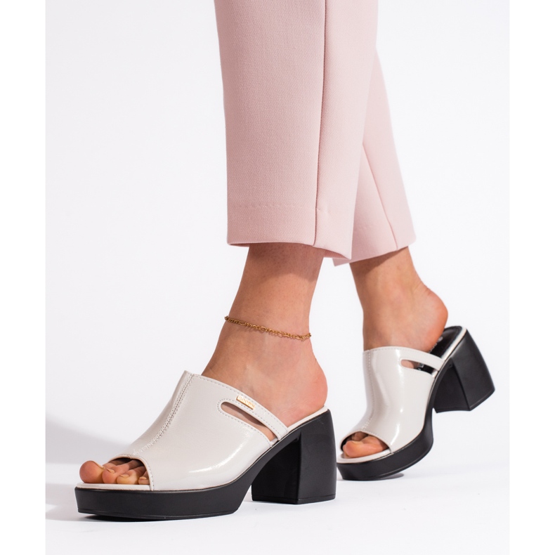 Goodin Weiße Damen-Flip-Flops mit hohen Absätzen 1