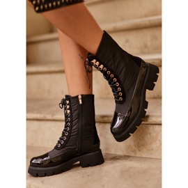 Isolierte Arbeiterstiefel mit flachem Absatz, schwarzes Saranema 3