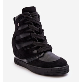 Stiefeletten aus Leder mit Keilabsatz, Schwarz Amria 1