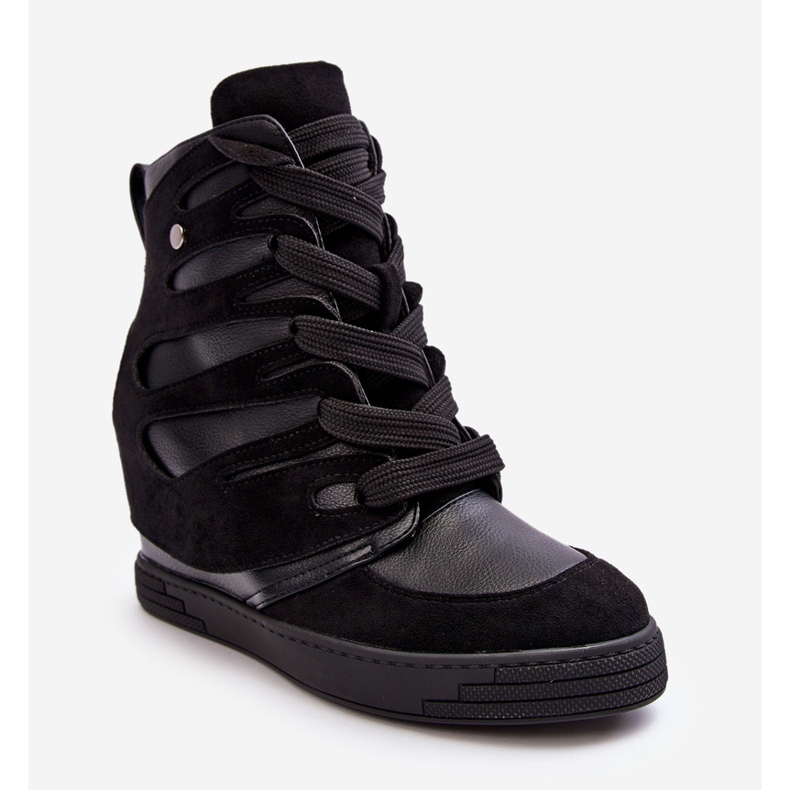 Stiefeletten aus Leder mit Keilabsatz, Schwarz Amria 1