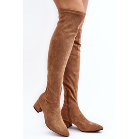 Damen-Overknee-Stiefel mit niedrigem Absatz Camel Maidna braun 1