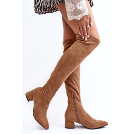 Damen-Overknee-Stiefel mit niedrigem Absatz Camel Maidna braun 2