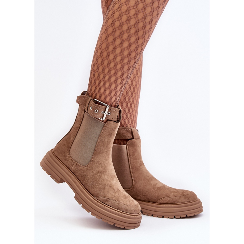 Chelsea-Stiefel aus Wildleder mit massiver Sohle, Beige Ozaro 2