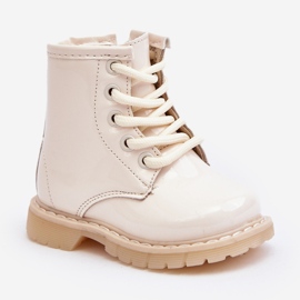 Kinderstiefeletten aus Lackleder mit Reißverschluss, Beige Tibbie 2