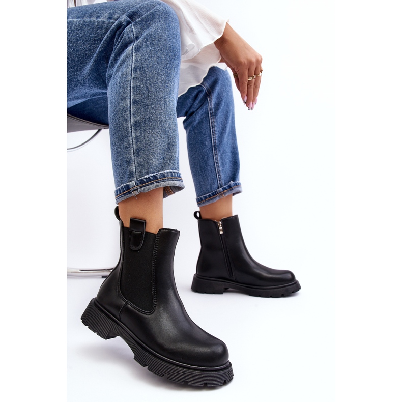 Damen-Chelsea-Stiefel mit Reißverschluss, Black Ramhel schwarz 1