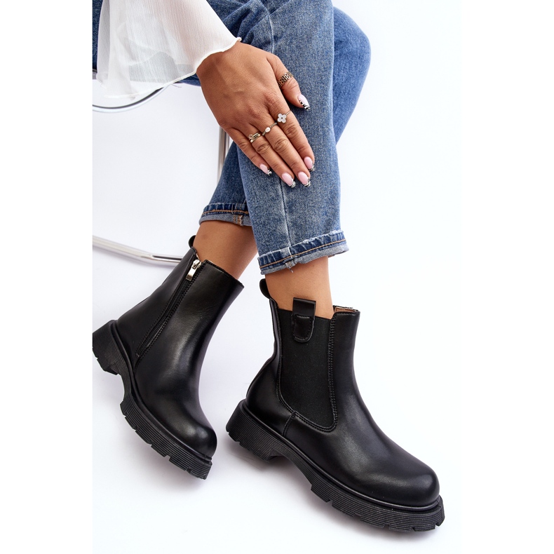 Damen-Chelsea-Stiefel mit Reißverschluss, Black Ramhel schwarz 2