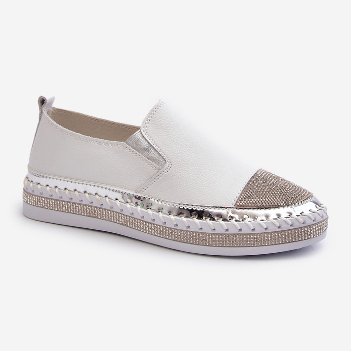 S.Barski Damen-Lederschuhe auf der Plattform Weiß D&amp;A LR370 1