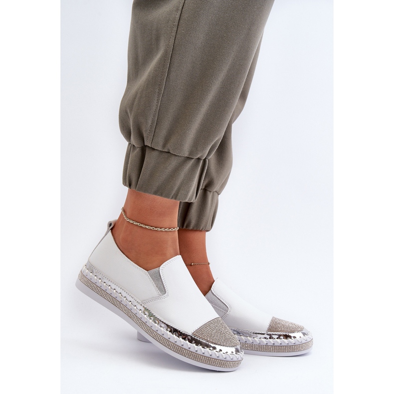 S.Barski Damen-Lederschuhe auf der Plattform Weiß D&amp;A LR370 2