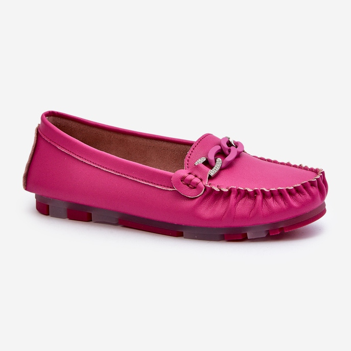 Damen-Mokassins aus Leder mit Fuchsia-Dekoration S.Barski LR339 rosa 1