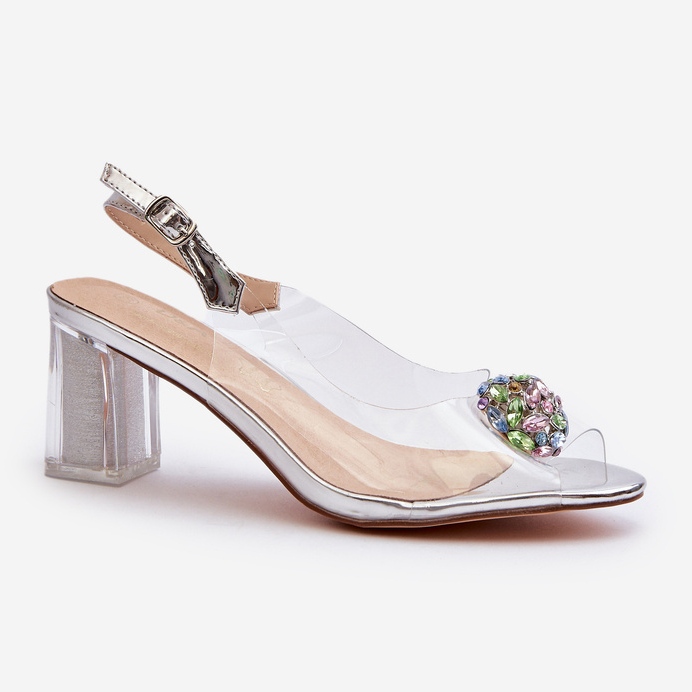 S.Barski Transparente High-Heel-Sandalen mit Silberverzierung D&amp;A MR38-454 2