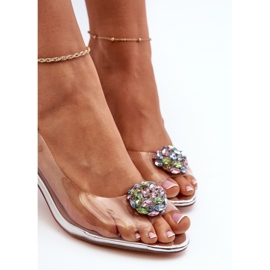 S.Barski Transparente High-Heel-Sandalen mit Silberverzierung D&amp;A MR38-454 silber- 1