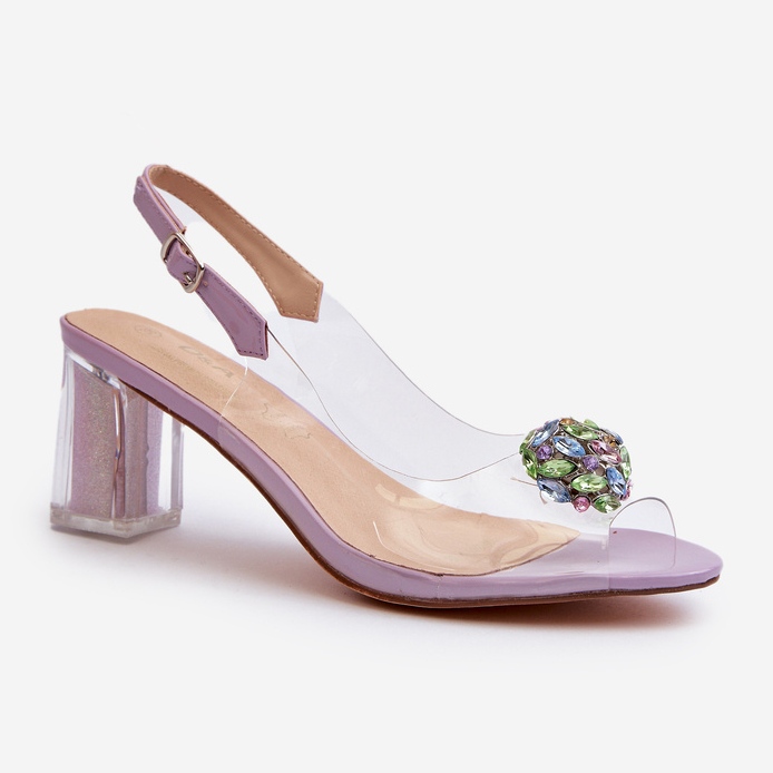 S.Barski Transparente High Heel Sandalen mit Verzierung Lila D&amp;A MR38-454 2