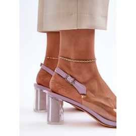 S.Barski Transparente High Heel Sandalen mit Verzierung Lila D&amp;A MR38-454 1