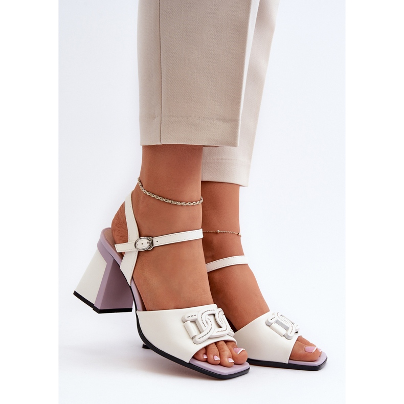 S.Barski Elegante High-Heel-Sandalen mit Verzierung, Weiß D&amp;A MR38-156 2