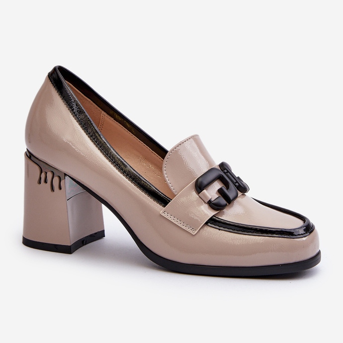 S.Barski Damen-Pumps mit hohem Absatz, Lack, Beige, D&amp;A MR38-973 1