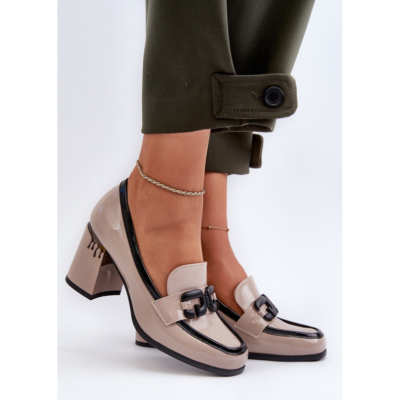 S.Barski Damen-Pumps mit hohem Absatz, Lack, Beige, D&amp;A MR38-973 2