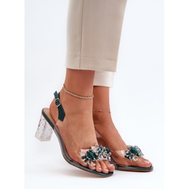 S.Barski Transparente Sandalen auf hohem Absatz mit Verzierungen, grün D&amp;A MR38-D1 2